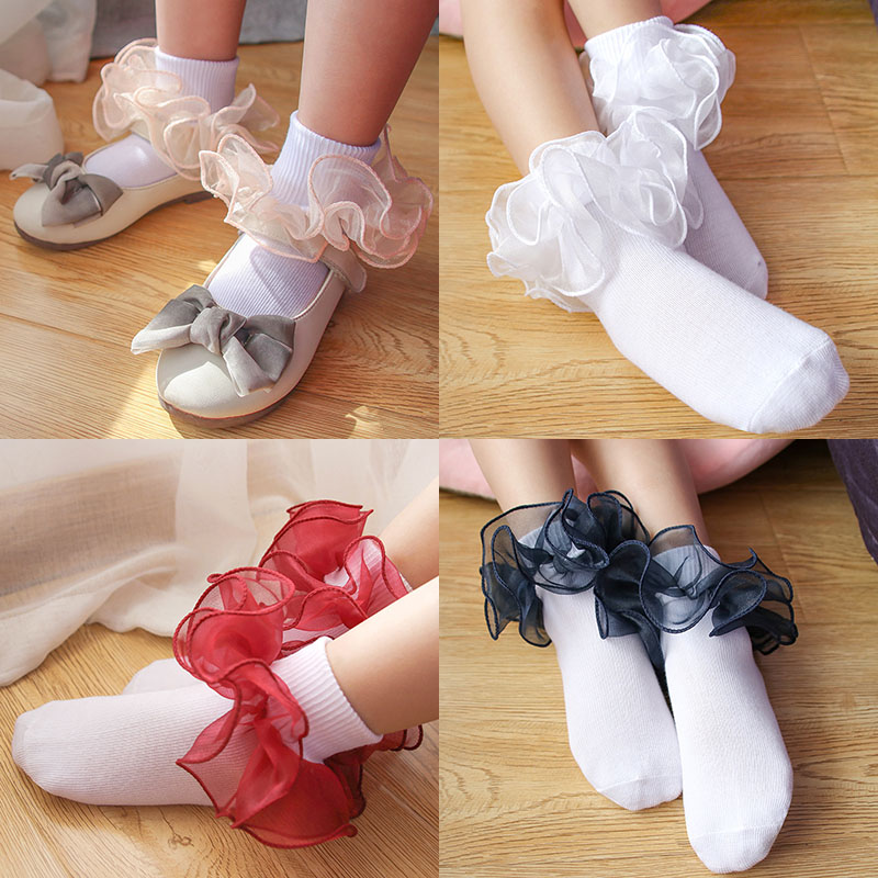 8 kleuren Kids Baby Socks Girls Cotton Lace Driedimensionale ruches Sock Infant Peuter Socks Children Clothing Christmas Gifts M3214