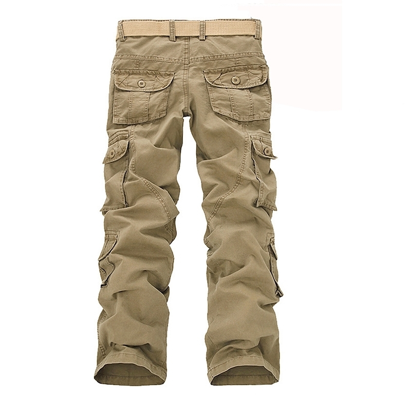 

Men Spring Tactical Cargo Pants Military Male Autumn Camouflage Printed Overalls Casual Army Straight Long Trousers Plus Size 46 201110, Black