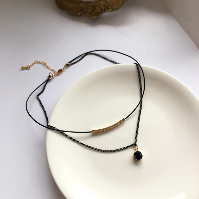 

Chains Personality Fashion Contracted Charm Female Temperament Act The Role Ofing Is Tasted First Choice Of Black Necklace, Silver