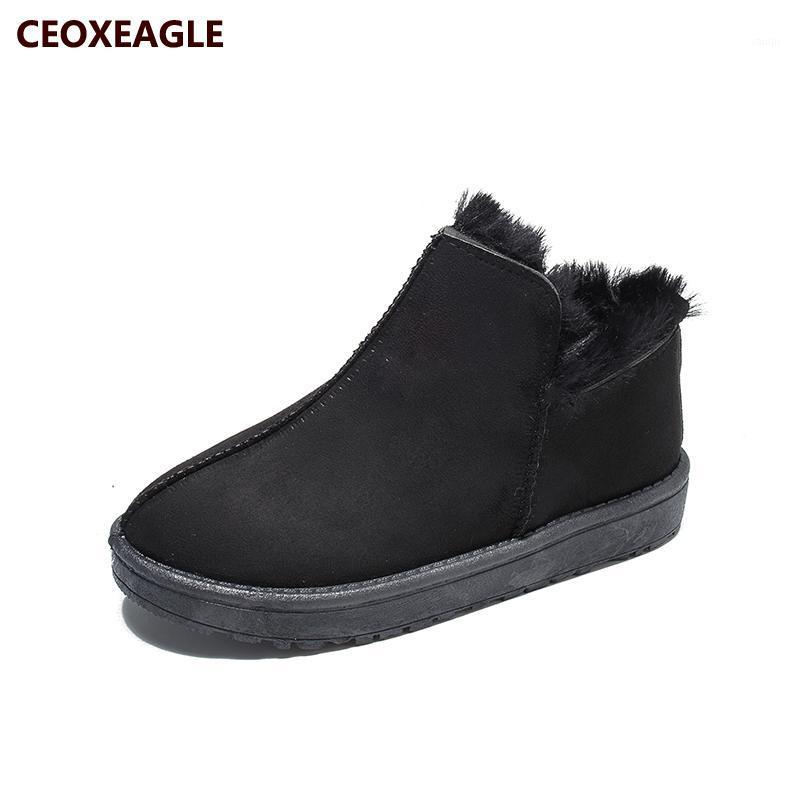 

Hot Women Boots Winter Warm Snow Boots Women Botas Mujer Flats Fur Ankle Ladies Winter Shoes 2020 classic For Female1, Grey
