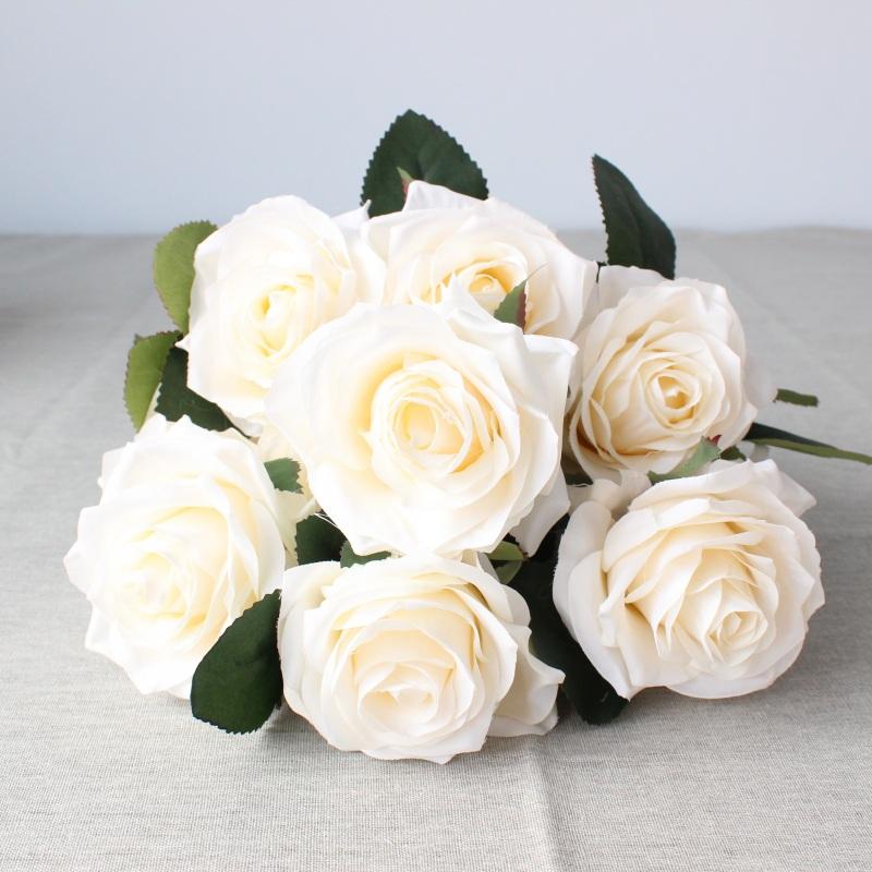 

10 Head roses flower bouquet wedding car decoration flowers bouquet artificial flower home hotel decoration, Orange