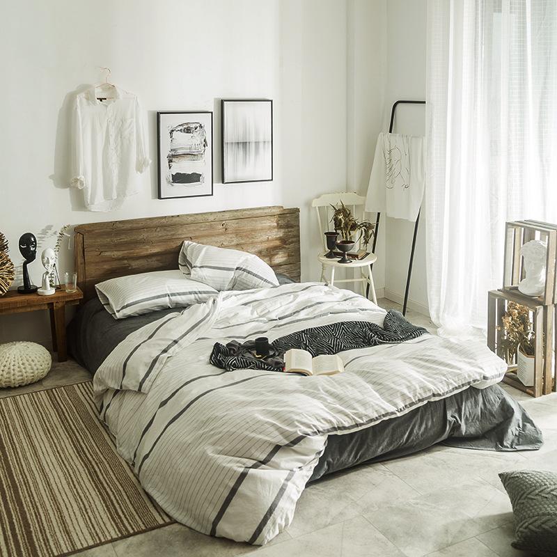 

Soft Washed 100% Cotton Bedding Set Japanese Bedlinen  Full Queen King Duvet Cover Bed Sheet Pillowcase Adult Bedclothes