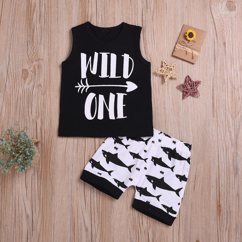 

Summer Cotton Casual Baby Girl Outfit V-Neck Regular Sleeveless Letter Clothes And Cartoon Fish Shorts Newborn Baby Girl Set1, As pic