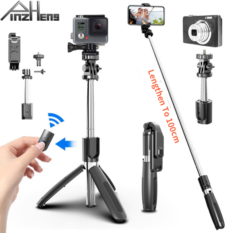 

PINZHENG Wireless Bluetooth Selfie Stick Tripod Holder For Smartphone Camera Movement Foldable Flexible Selfie Stick With USB