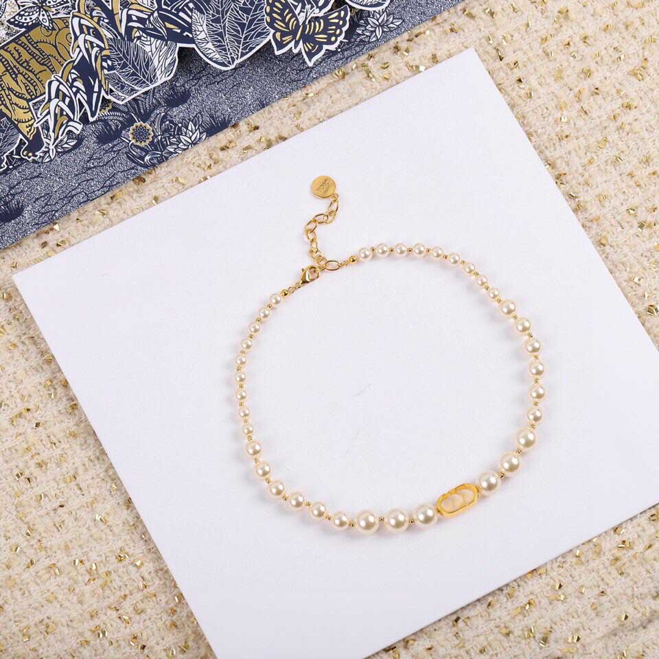 

2021 Top quality charm punk bracelet and necklace for women wedding jewelry gift with nature pearl beads have stamp PS8116, Silver