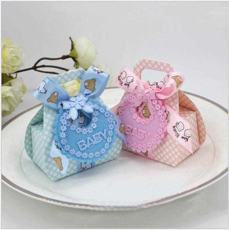 

Free Shipping 24pcs candy box baby shower boy girl birthday handbag gift boxes Tiffany blue pink paper box a gift for guests1