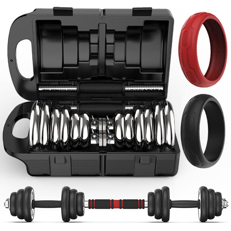 

Adjustable Dumbbell Boxed Fitness Equipment Home Dumbbells for Fitness Dumbbell Weights Dual Purpose Barbell, Red