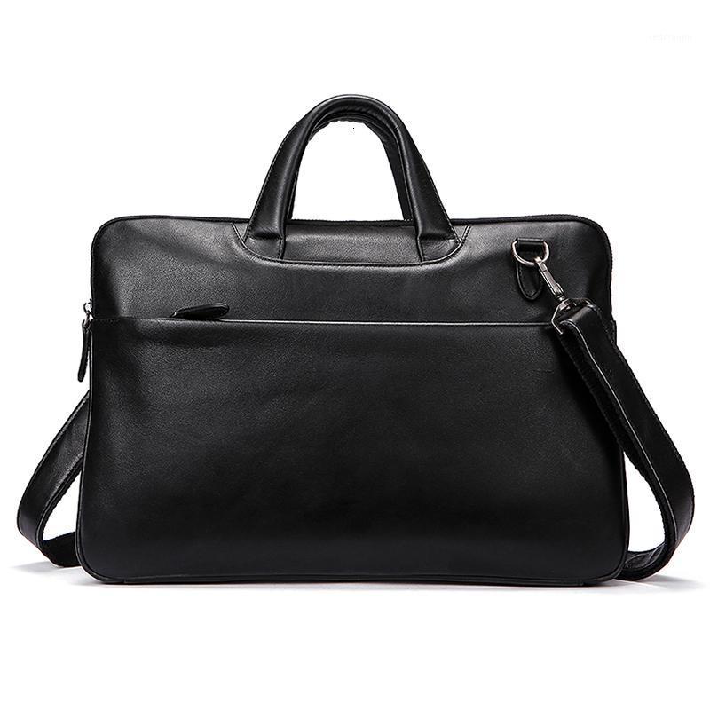 

Business Men's Laptop Bag High Quality Men Briefcases Bag Genuine Leather Briefcase Men Leather Briefcases Male Bolso Hombre New1, Black