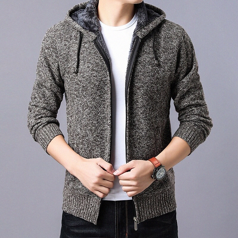 Men's Cardigan Knitted Camouflage Stylish Vintage Style Long Sleeve Sweater Cardigans Hooded Fall Winter Blue Wine Gray o0Vn#