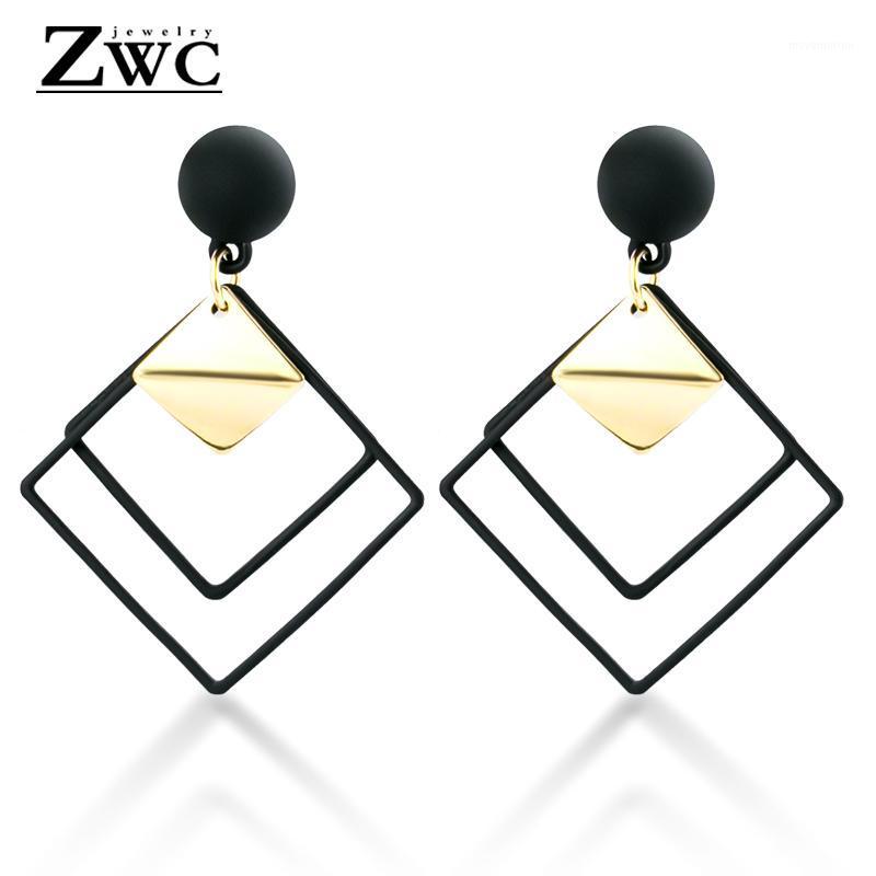 

ZWC Korean Statement Black Sequins Drop Earrings for Women 2020 Fashion Jewelry Vintage Geometric Dangle Brincos Earring1