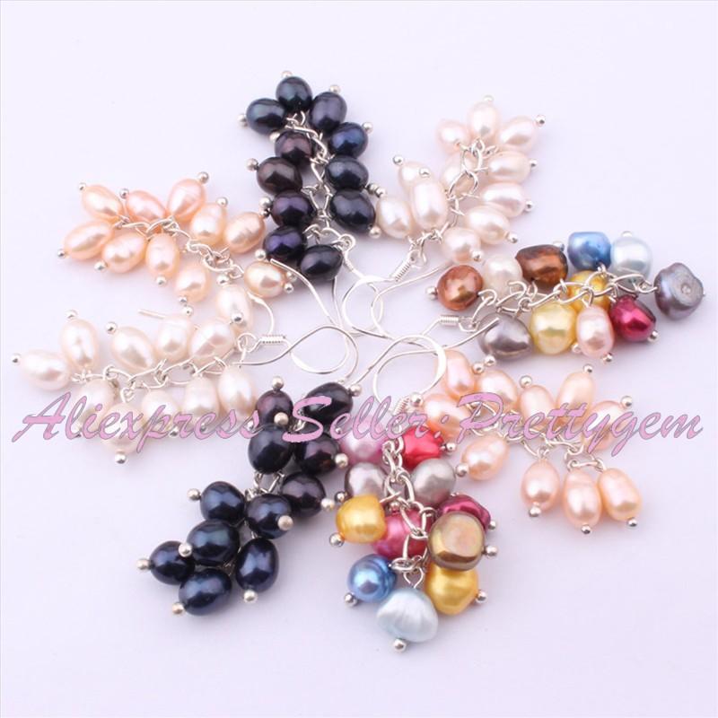 

Dangle & Chandelier 4-6x5-7mm Freshwater Pearl Natural Stone Beads Sterling Sliver Chain Hook Earrings For Woman Christmas Gift 1 Pair1
