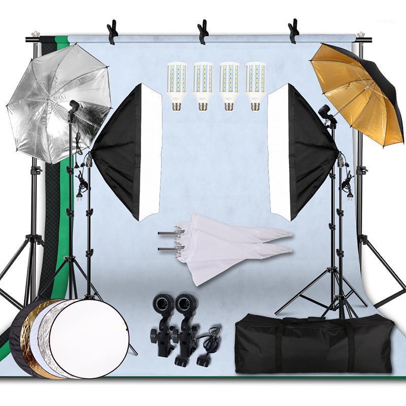 

2.6M x 3M/8.5ft x 10ft Background Support System and 20W LED 5500K Umbrellas Softbox Continuous Lighting Kit1