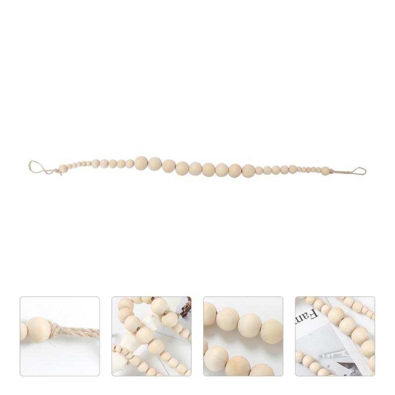 

1pc Wooden Bead Curtain Tie Strap Rope Tieback Decorative Curtain Holder, Beige