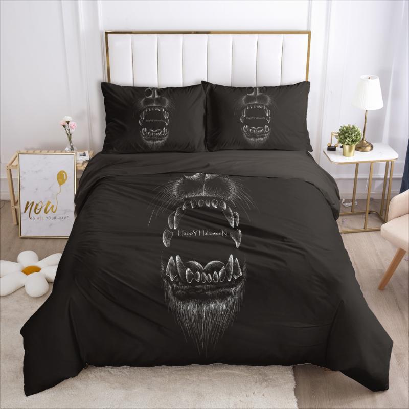 

3D Black Duvet Cover Set Bedding Sets Quilt Covers Pillowcases Comforther Cases Animal King Queen Full  Size Bed Linen, Black067-black-d