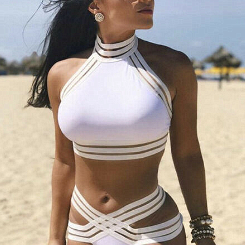 

Sexy Women Summer Bandage Bikini Set Dames Push-up Crop Tops Bh 2 Stuks Batsuit Swimsuit Beachwear