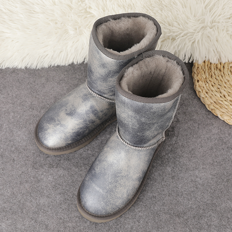 

2020 High quality within 100% genuine leather sheepskin woman snowboots natural Hot wool for women's winter boots, Gray