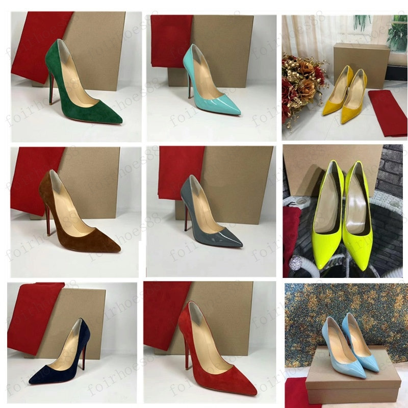 

2019 With box Fashion women shoes red bottom high heels 8cm 10cm 12cm Nude black red pink Leather Pointed Toes Pumps Dress shoe
