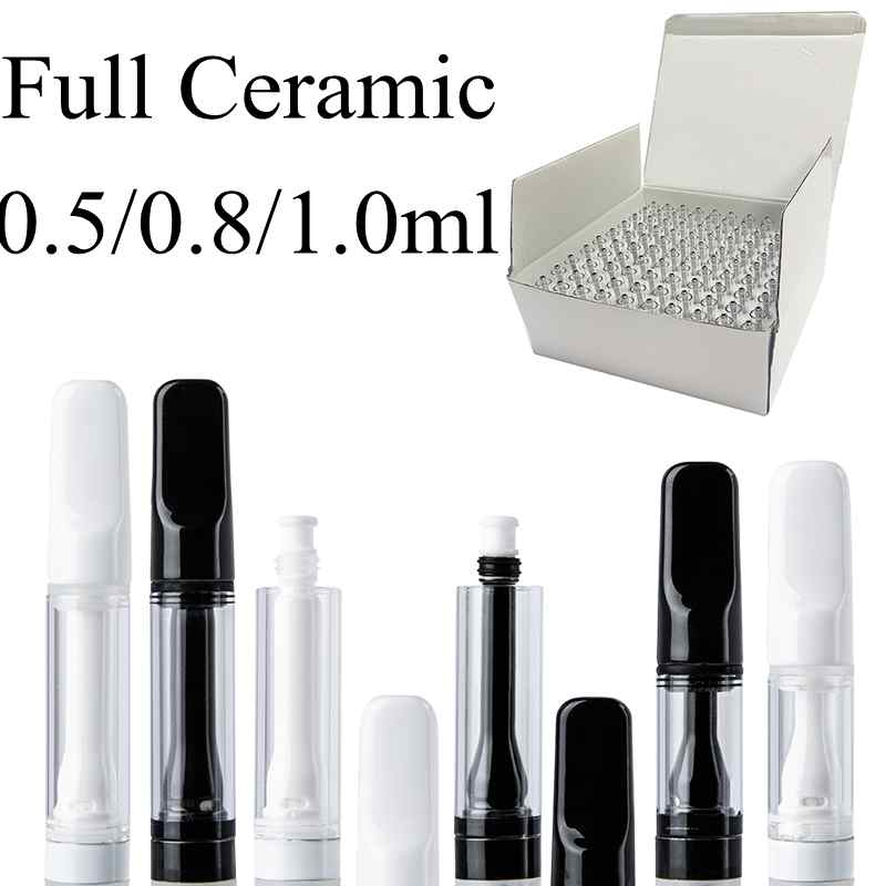 

Full Ceramic Atomizers Vape Cartridges Packaging 0.5ml 0.8ml 1ml Empty Carts Thick Oil Wax Vaporizer 510 Thread E Cigarettes