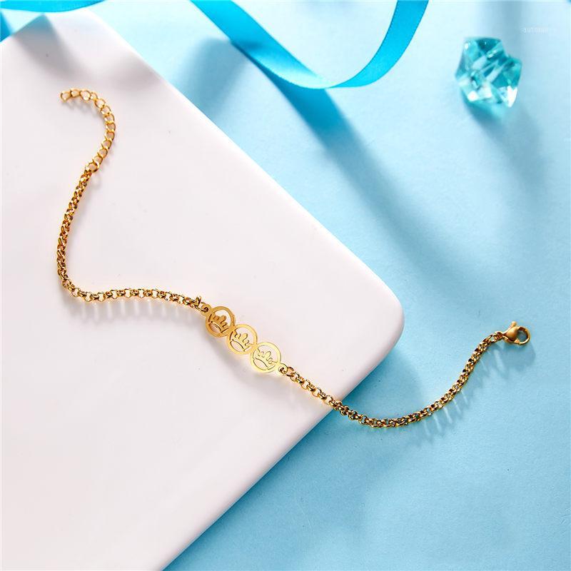 

New Three Crown Round Hollow Stainless Steel Bracelet Golden Bangles Gift For Man Women1