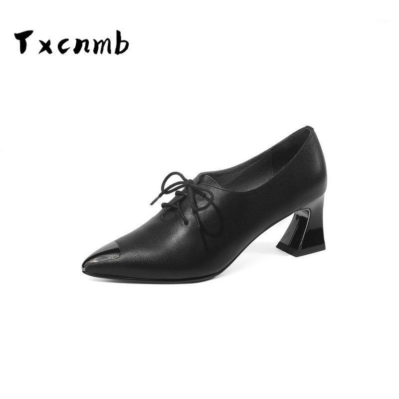 

Elegant Genuine Leather Pumps Woman Sheepskin High Thick Heels Pumps Solid Pointed Toe Office Party Lady Classic Shoes1, Black