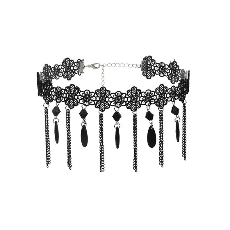 

Chokers 2021 Fashion Jewelry Gothic Black Lace Chain Crystal Choker Necklace Charms Collar Statement Necklaces For Women Girls