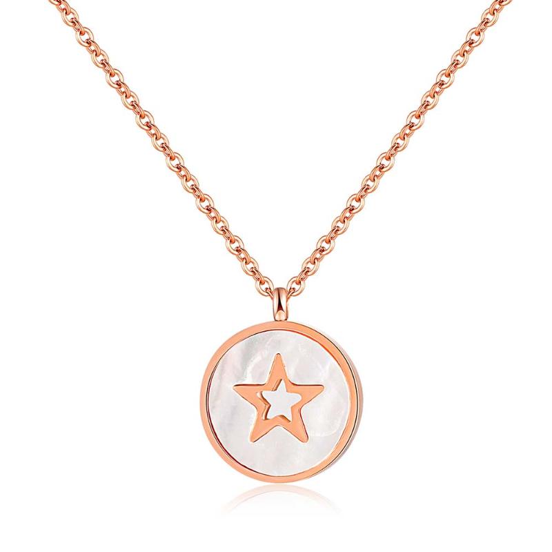 

Rose Gold Roune Shell Hollow Star Pendant Necklace For Woman Titanium Stainless Steel Chain Necklaces Jewelry N17017