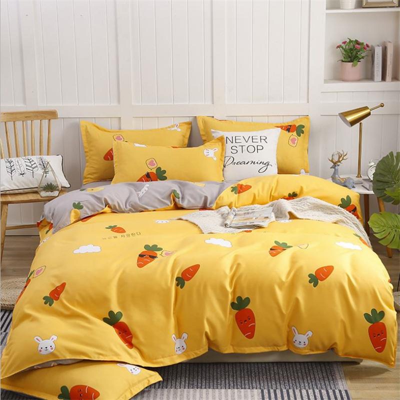 

3-4 pcs Bedding Set Autumn Winter Pure Cotton Bed Linen Sheet Pillowcase Quilt Duvet Cover Home Textile A/B Double Side, Mj