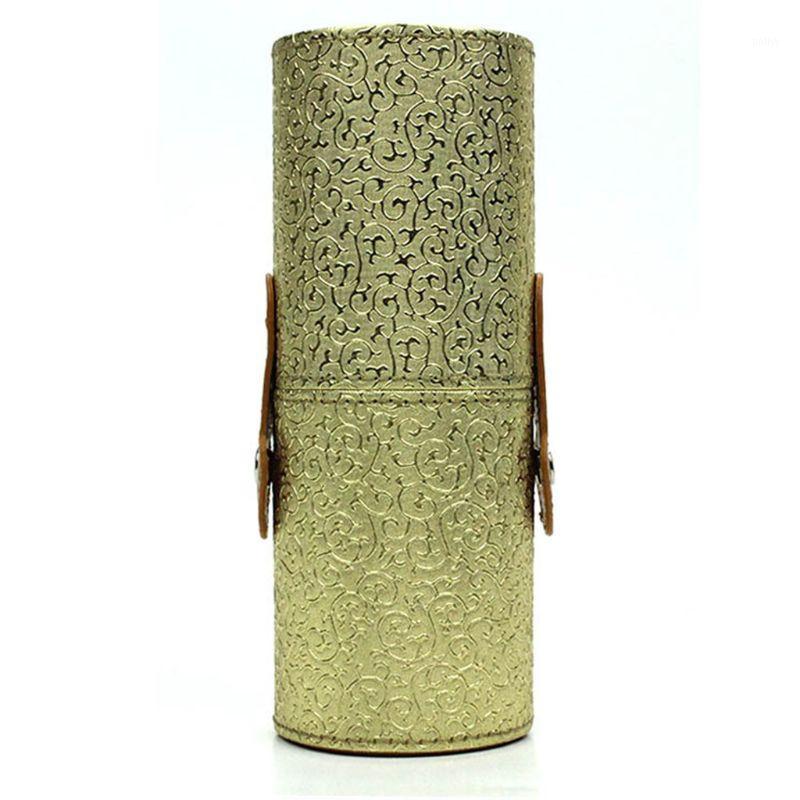 

Makeup Brushes Holder PU Leather Case Pen Storage Holder Cosmetic Cup Case Tool1, Bronze