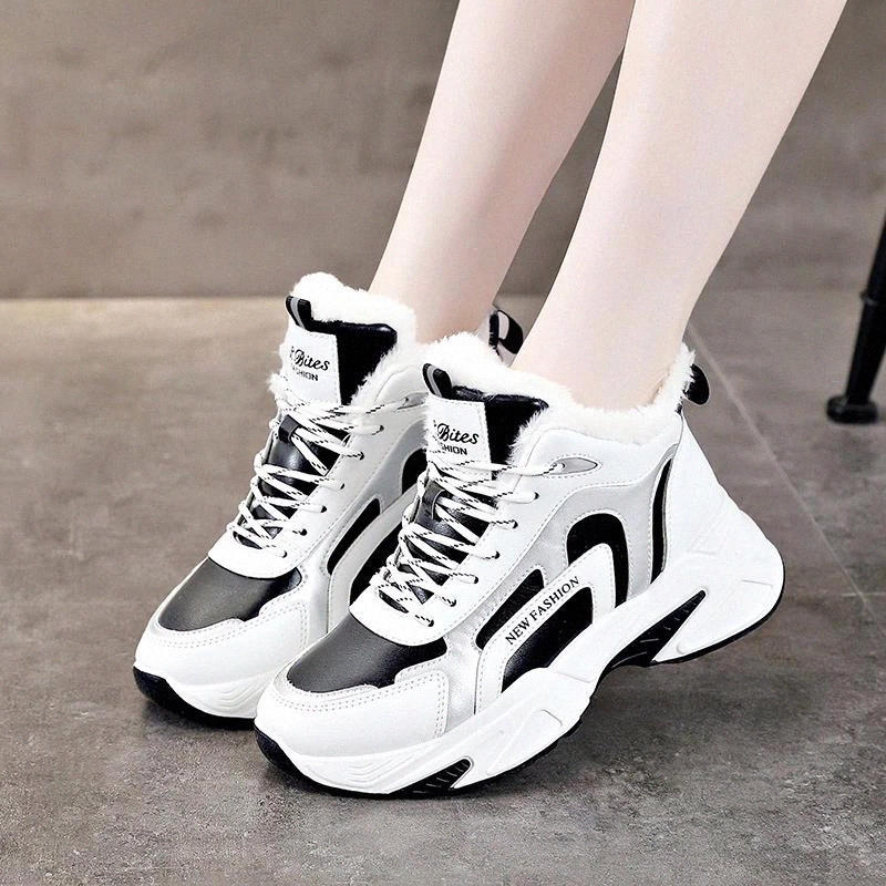 

Winter Women Shoes Lace Up Ladies Sneakers Plus Warm Vulcanized Shoes Woman Footwear Fashion Thick Bottom Platform Female Shoe #aj4Y, Beige