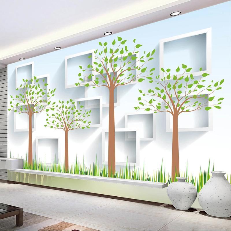 

Wallpapers Custom Po Wallpaper Fashion Grid Tree Modern Forest 3D TV Background Mural Bedroom Study Room Living Decor Wall Painting