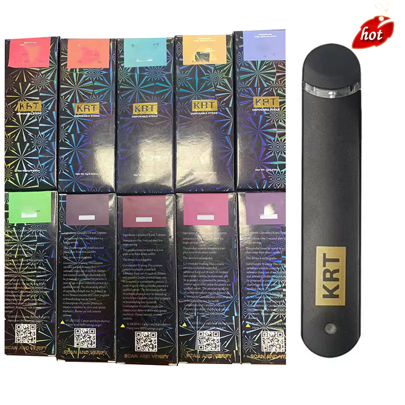 

KRT Disposable Sticks Electronic Cigarettes carts 1ml Rechargeable 280mAh Battery Empty Vape Thick Oil Pod Cartridge cake sauce jeeter packwood dabwoods ruby bake