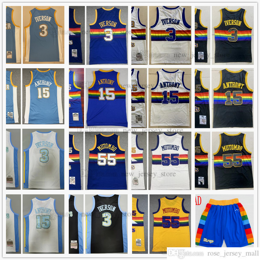 

Mitchell&Ness Retro 1991-92 Yellow Basketball Dikembe 55 Mutombo Jerseys Stitched Allen 3 Iverson Carmelo 15 Anthony Jersey Short 06-07 Blue White Black Vintage, Mitchell&ness 2006-07