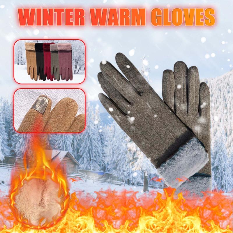 

Full Finger Mittens Women Outdoor Sport Female Plus Velvet Gloves Screen Touchscreen Warm Winter Gloves Rekawiczki Zimowe