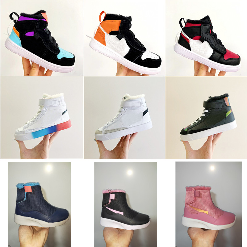 

Kids 1S Intermediate 2.0 High Help Add velvet Sneakers Reaper Halloween Eve White Running Shoes Girl Casual Coach Skate Trail Blazer Shoe, Black