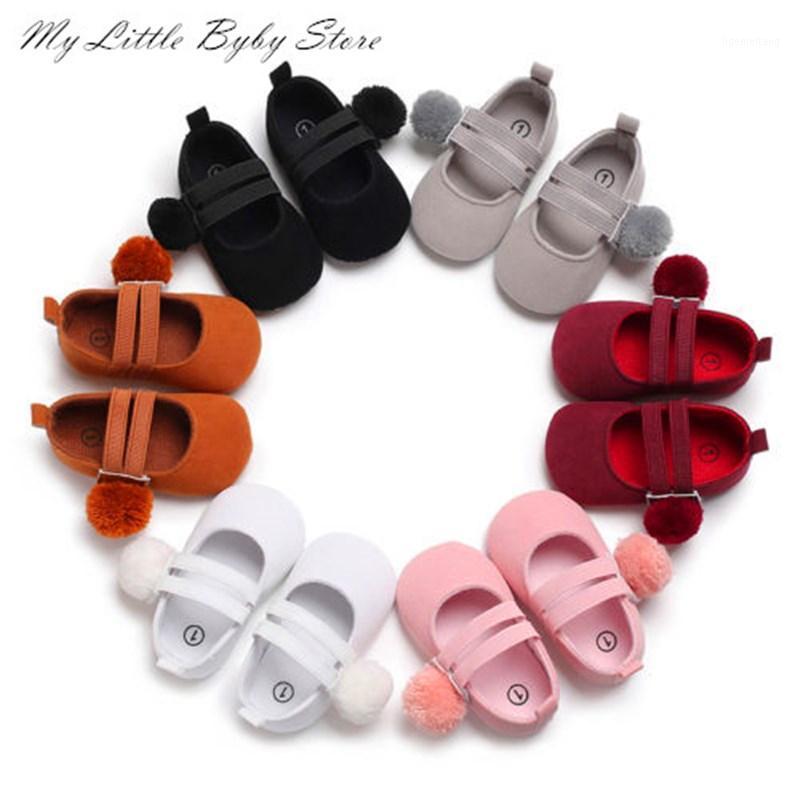 

2020 New Newborn Toddler Infant Baby Girl Soft Sole Faux Suede Crib Shoes Antislip Sneaker Prewalker Fur Ball First Walker1, Black