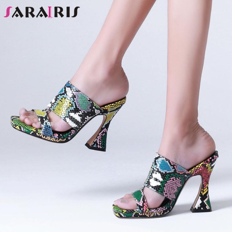 

SARAIRIS Classic Lady Black Square Toe Slip On Slippers High Heels Sandals Women Outdoor Party Club Sexy Prom Shoes Woman1, Multi