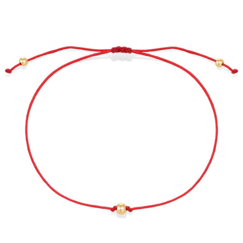

Simplle Red String Filled Copper Beads Handcrafted Bracelet Women Girl Golded Ball Black Cored Adjustable Knotted Jewelry Gift