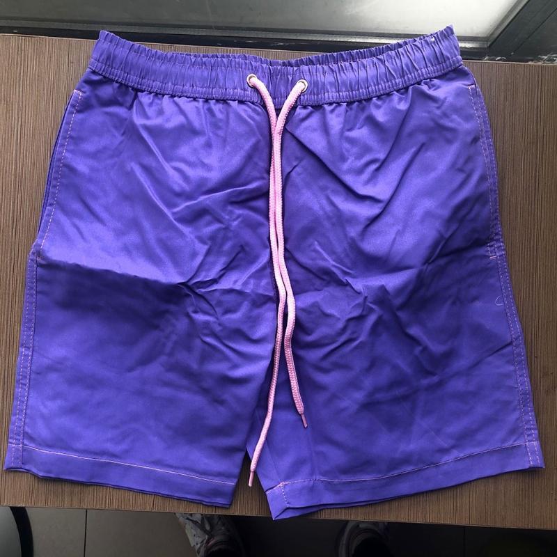 

Discoloration Swimming Trunks Beach Pants Men' European And American Large Size Warm Color Discoloration Shorts, As picture