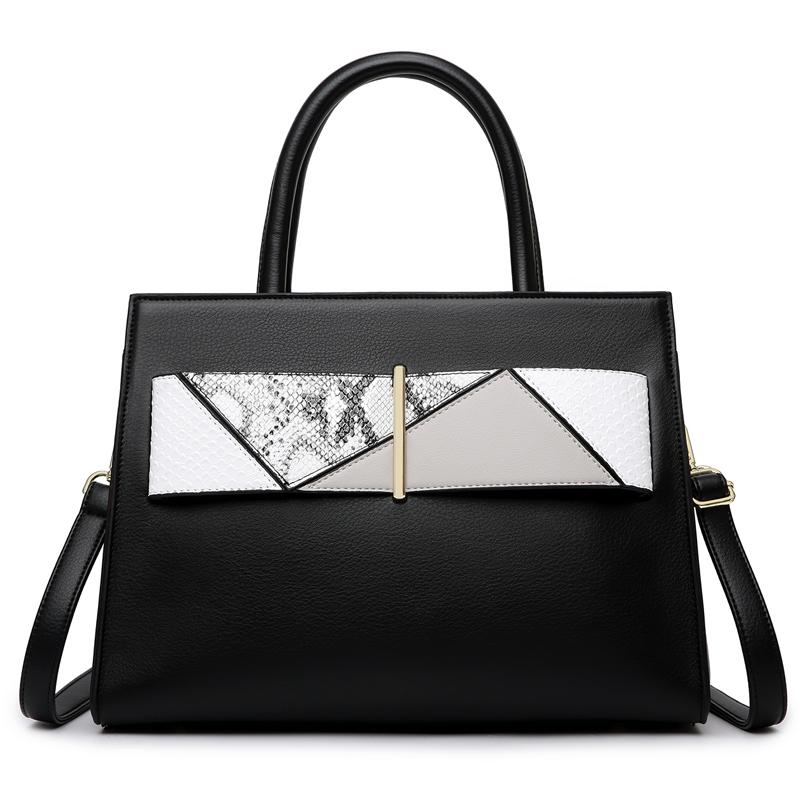 

Large Capacity Women Casual Totes Genuine Leather Female Travel Shopping Handbag Lady Shoulder Messenger Purses and Handbags Sac, Black