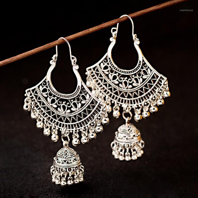 

2019 Sector Hollow Turkish Vintage Jhumka Drop Earrings Women's Silver Bells Tassel Ethnic Turkey Jewelry Bijoux Ladies1