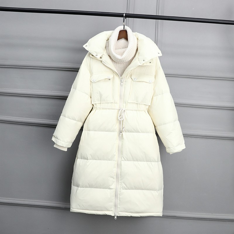 

2021 New Winter Net 90% White Down Hot Female Black Coat Snow Outwear HF8L