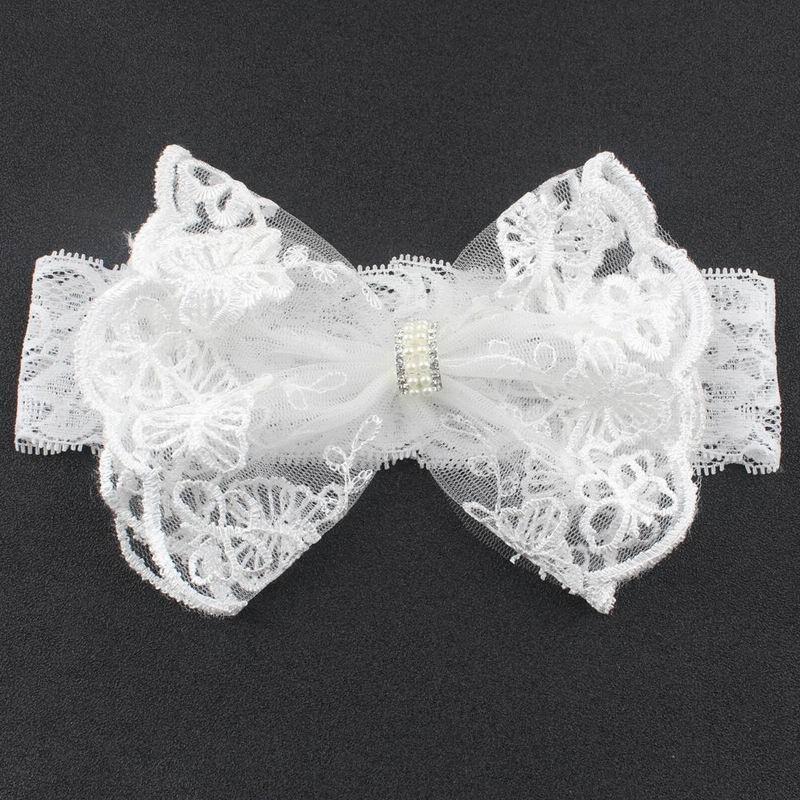 

Wholesale White Lace Bow Rhinestone Beading Headbands Girl Fashion Headwear Accessories H226