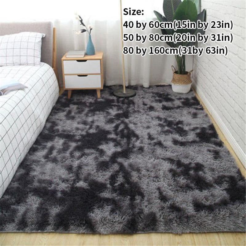 

Bedroom Carpets Plush Thick Carpet Fluffy Rug Anti-slip Floor Grey Soft Rugs Tie Dyeing Velvet Kids Room Mat For Living Room