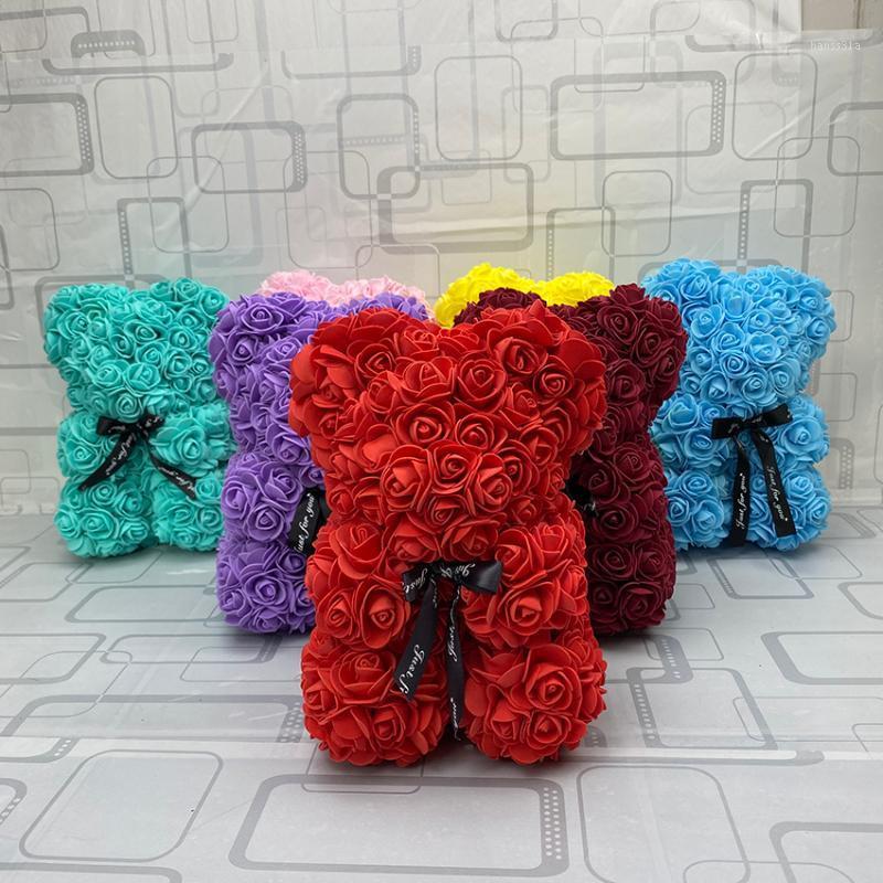 

25cm Rose Bear PE Foam Rose Flower Artificial Christmas Gifts for Women Girlfriend Kid Gift Plush Bear1, Box