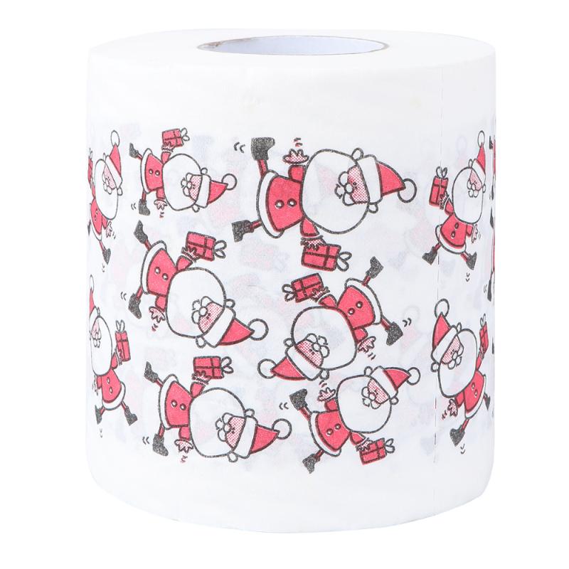 

1 Roll Fashion Santa Claus Pattern Tissue Toilet Tissue Printed Toilet Paper for Restroom Hotel Home