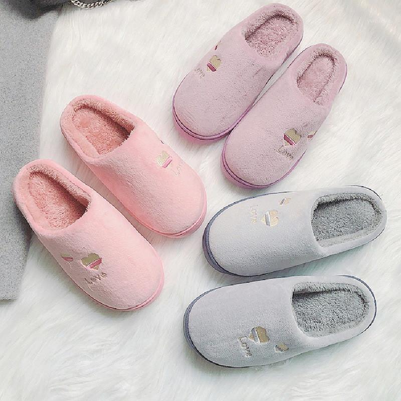 

Fashionable Cute Lady Plush Slippers Home Soft Warm Slippers Couple Non-slip Comfortable Shoes Winter Large Indoor Flat Shoes1, Pink