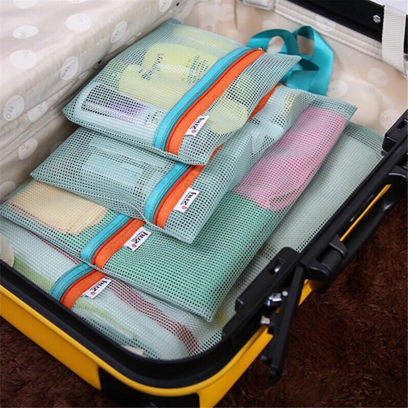 

4pcs/set Travel Storage Bag Portable Travel Mesh Bag Case Toiletry Clothes Underwear Hanging Storage Organizer Pouch i896418