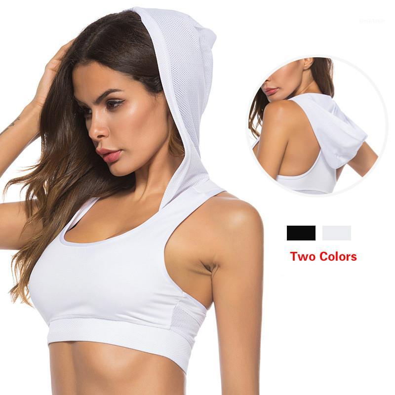 

Women's Sportswear Hooded Vest 2020Summer Sexy Cotton Soft quick-drying yoga vest shockproof bra For Females Fitness Plus Size1, Black