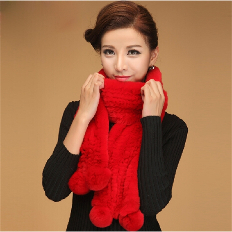 

Skin Women's Scarf Winter Rabbit Fur Ball Rex Leather Waddle Ultra Soft Onzq