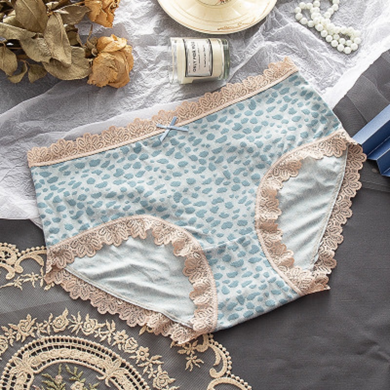 

Womens Leopard Panties Sexy Lace Mid Waist Briefs Women Sexy Daily Briefs Casual Women Underwears Fashion Underpants Hot Sale, Black